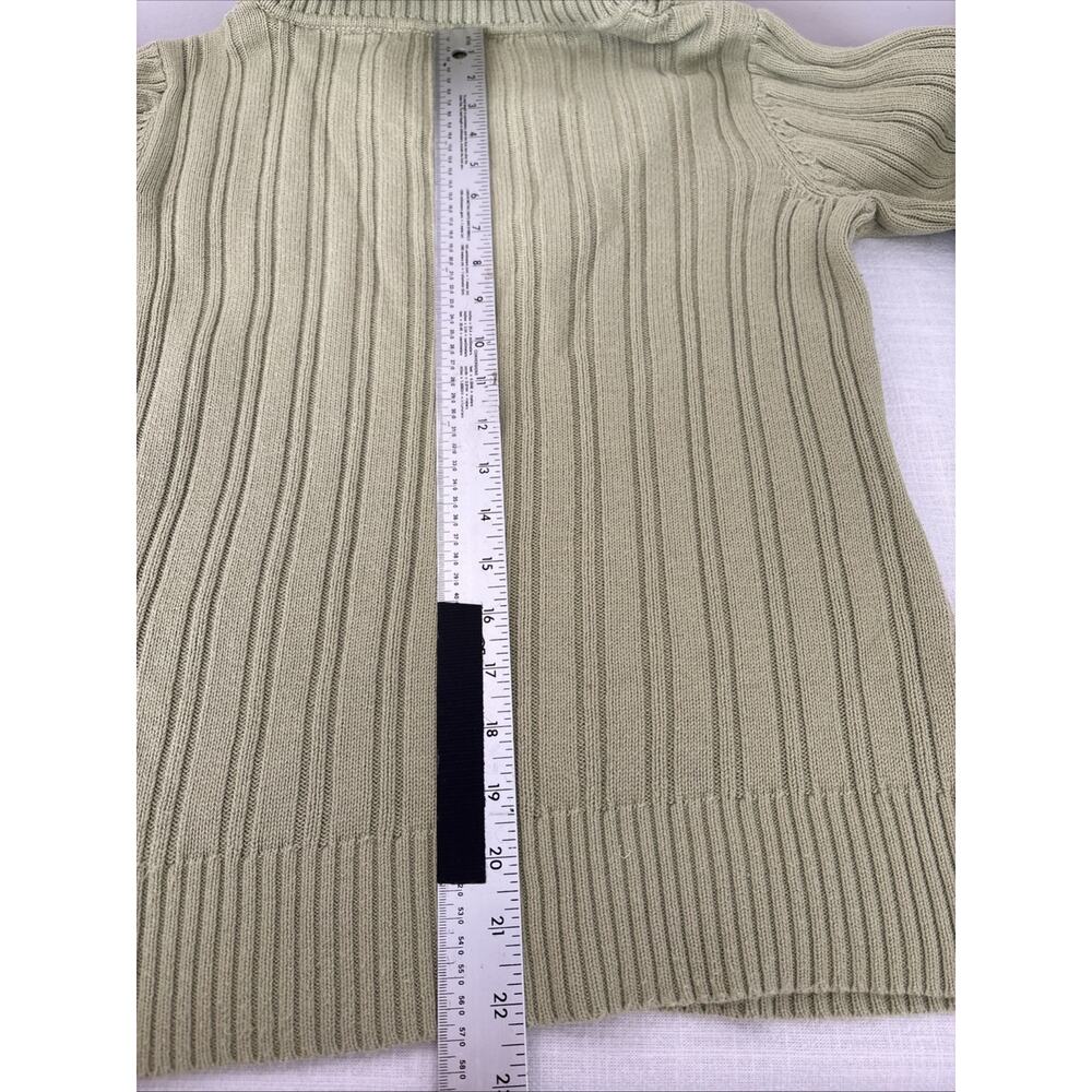 Liz Claiborne Cable Knit 100% Cotton Sweater Sage M Butter Mom Shawl Collar - Picture 11 of 12